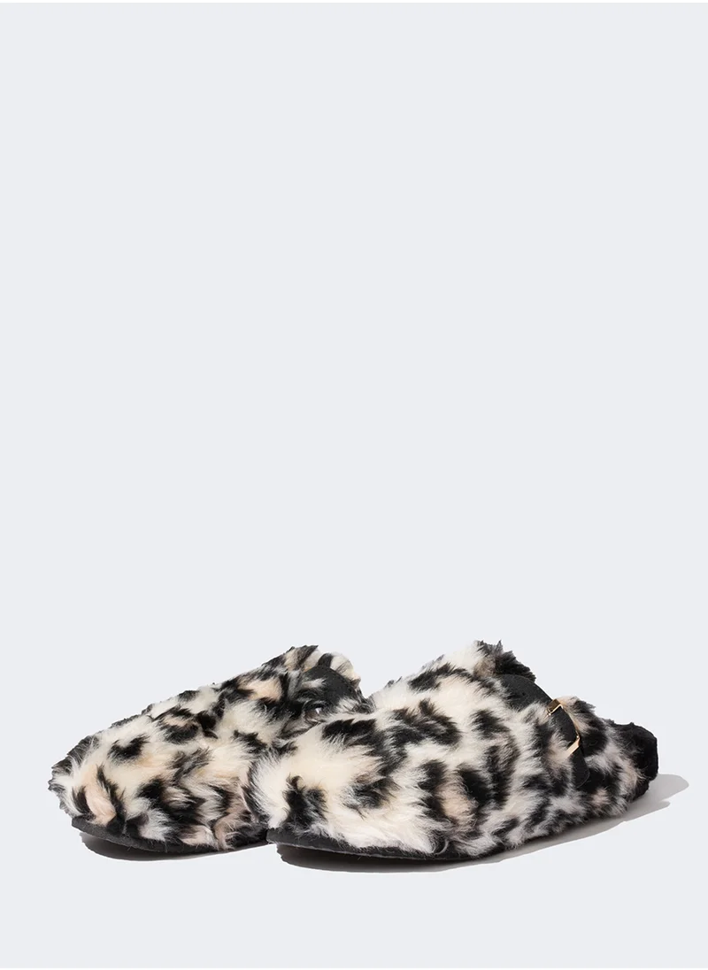 DeFacto Leopard Printed Flat Sole Slippers