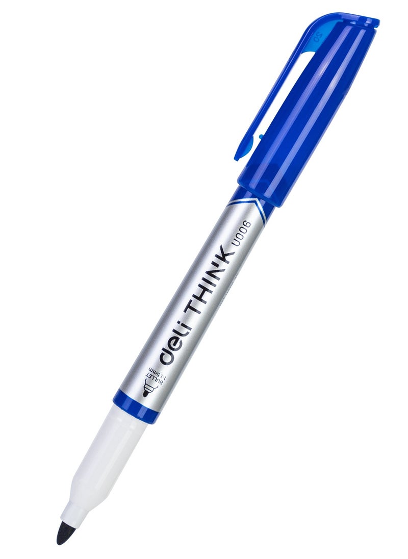 Deli 12-Piece Slim White Board Marker Bullet Tip Blue Ink  - Image 2