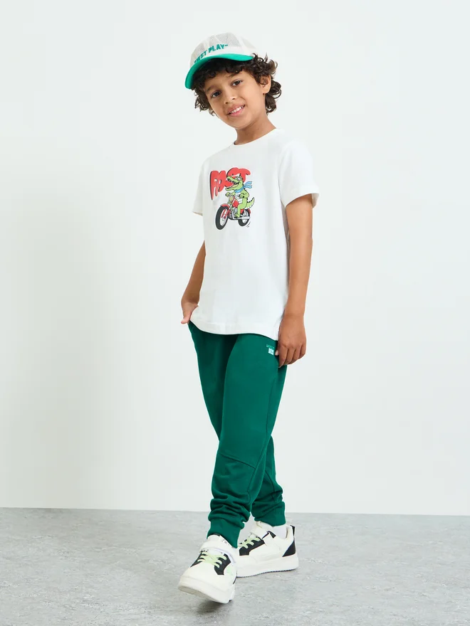 Styli Styli Boys Ribbed Cuff Hem Joggers with Side Pocket