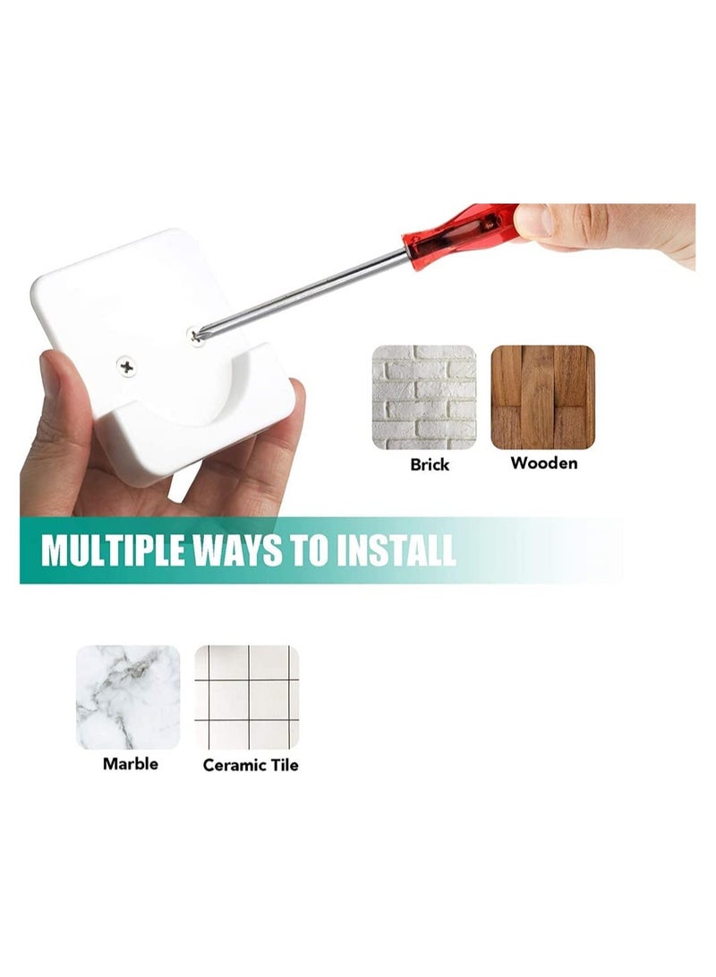 Adhesive Shower Curtain  Tension Holder - No Drill Wall Mount Retainer, 2 Pack, White ( Not Included) - Easy Installation & Strong Grip  - Image 4