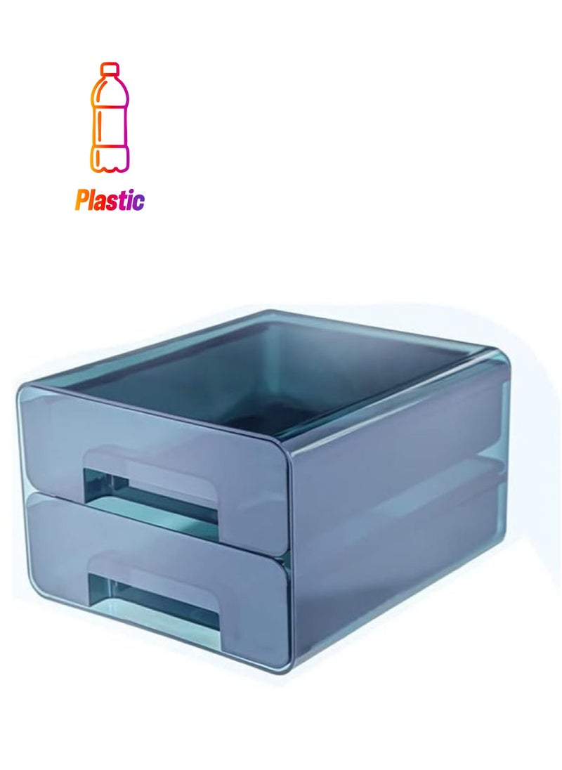 Perfii Fridge Shelf Holder Storage Box Clear Container for Food Beverages Eggs Fruit Refrigerator Organizer Bins Pull Out with Handle Two tiers  - Image 1