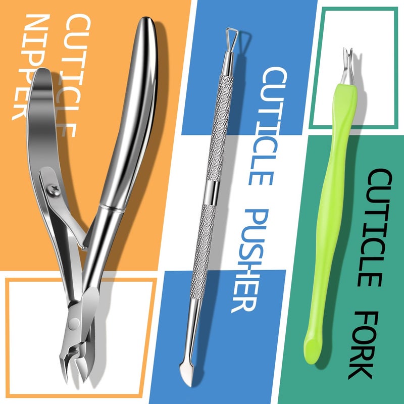 TsMADDTs Cuticle Pusher Nail File Kit, Nail Buffers and Files with 3 Files, 2 Buffering Blocks, 2 Polishing Buffers, Cuticle Nippers, Pusher and Oil - Image 4