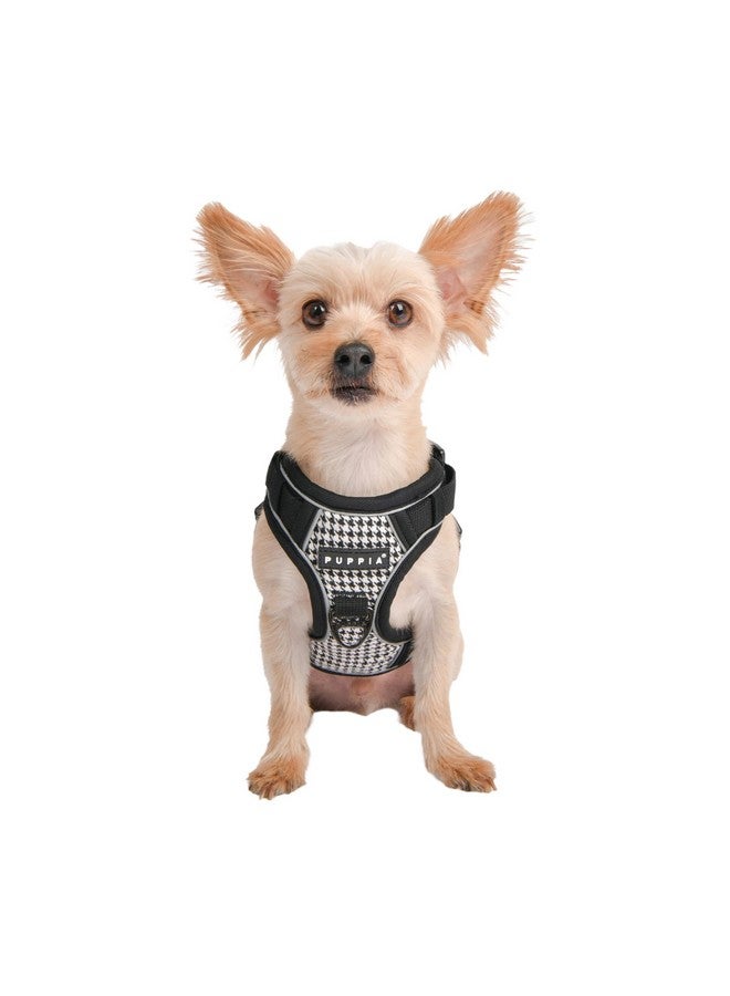 بوبيا حزام كلب Puppia Conall بنمط H ونمط Houndstooth، قوي وقابل للتعديل، للرقبة والصدر، عاكس للكلاب الصغيرة والمتوسطة، أسود، مقاس صغير - Image 1