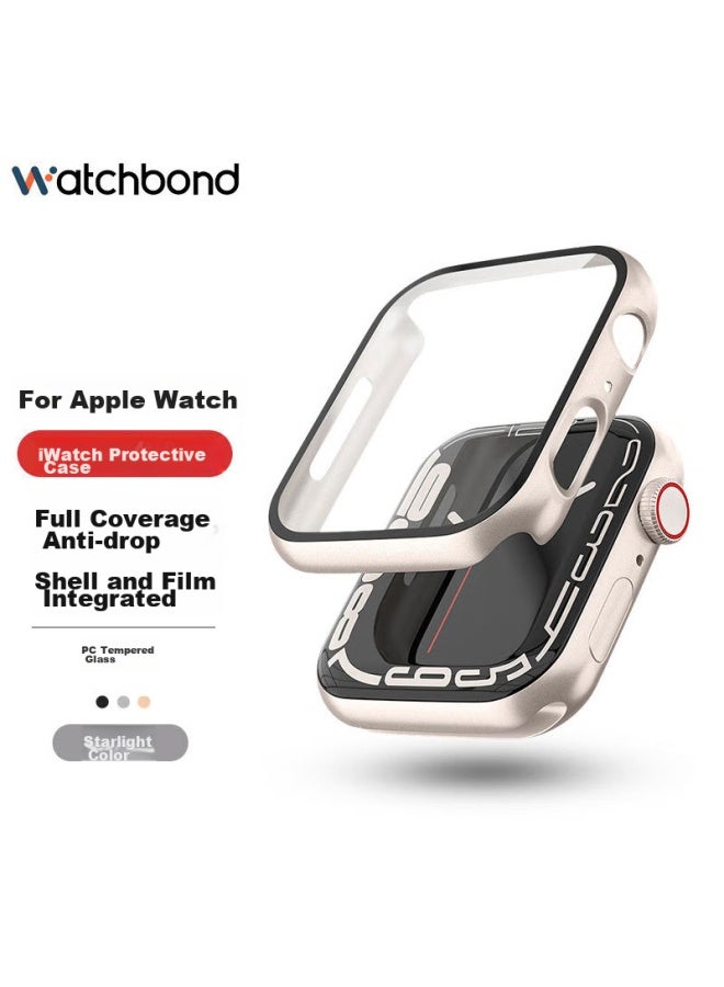 Watchbond Starlight Protective Case For Apple Watch S9, Integrated Screen Protector For S8, Tempered Glass Film Protective Cover For Apple Watch S7, Full Screen 45/41mm, Shockproof And Scratch-resistant - Image 1