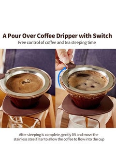 SYOSI Pour Over Coffee Filter, Stainless Steel Metal Coffee Dripper, Reusable Paperless Perfect Cup Coffee Maker with Non-Slip Cup Stand for Single Serve, Outdoor Camping, Sustainable Brewing  - Image 3