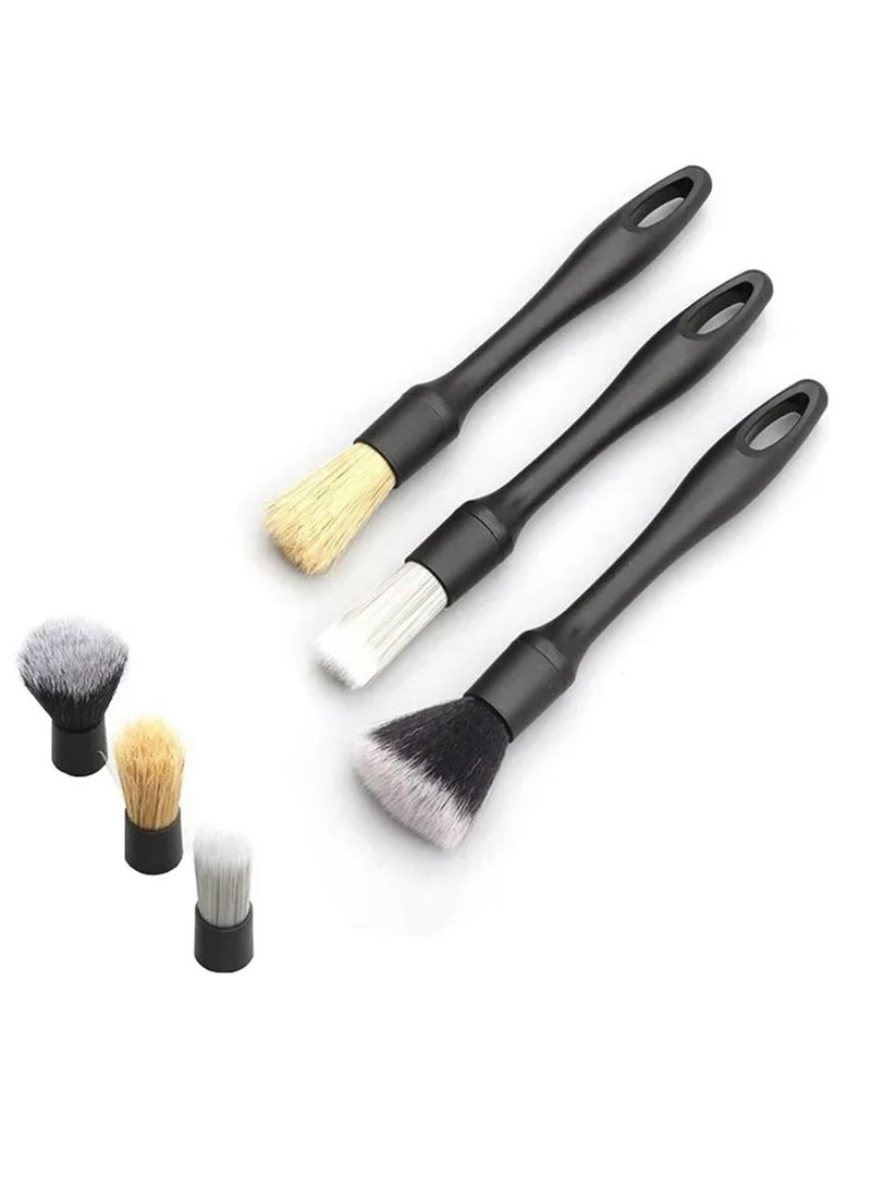 Loquat 3PCS Car Cleaning Brush Interior Detailing Brush Car Washing Kit Car Duster Brush - Image 5