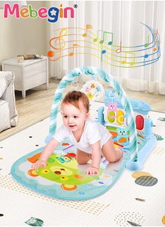 MEBEGIN Baby Play Mat with 5 Sensory Toys and Piano Board, Baby Piano Gym Mat with Colorful Animal Patterns, Early Development Playmat, Musical Activity Center, Interactiveactivity Center for Babies, Used for Lying, Sitting, Tummy Time, 3 AA Batteries Required(Not Included)  - Image 2