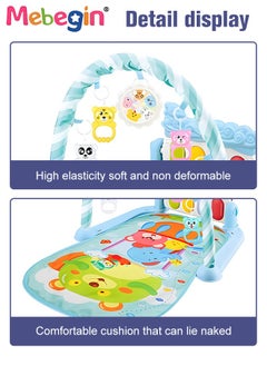 MEBEGIN Baby Play Mat with 5 Sensory Toys and Piano Board, Baby Piano Gym Mat with Colorful Animal Patterns, Early Development Playmat, Musical Activity Center, Interactiveactivity Center for Babies, Used for Lying, Sitting, Tummy Time, 3 AA Batteries Required(Not Included)  - Image 4