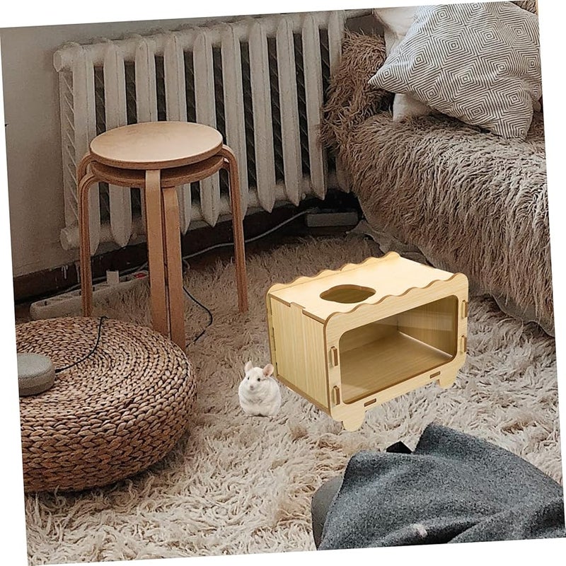 Natural Wooden Hamster Hideout Small Pet House Interactive Digging Toy Accessory - Image 3