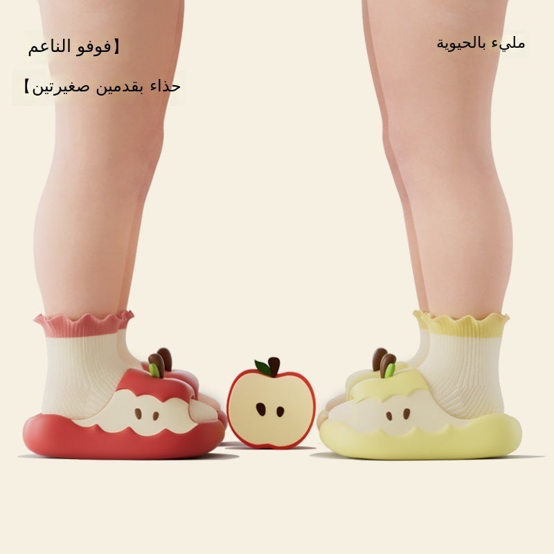 Beikean Pink Apple Kids Slippers, Non-Slip Bathroom Slides for Children, Cartoon Fruit Shape, Beach Sandals for Boys and Girls - Image 2