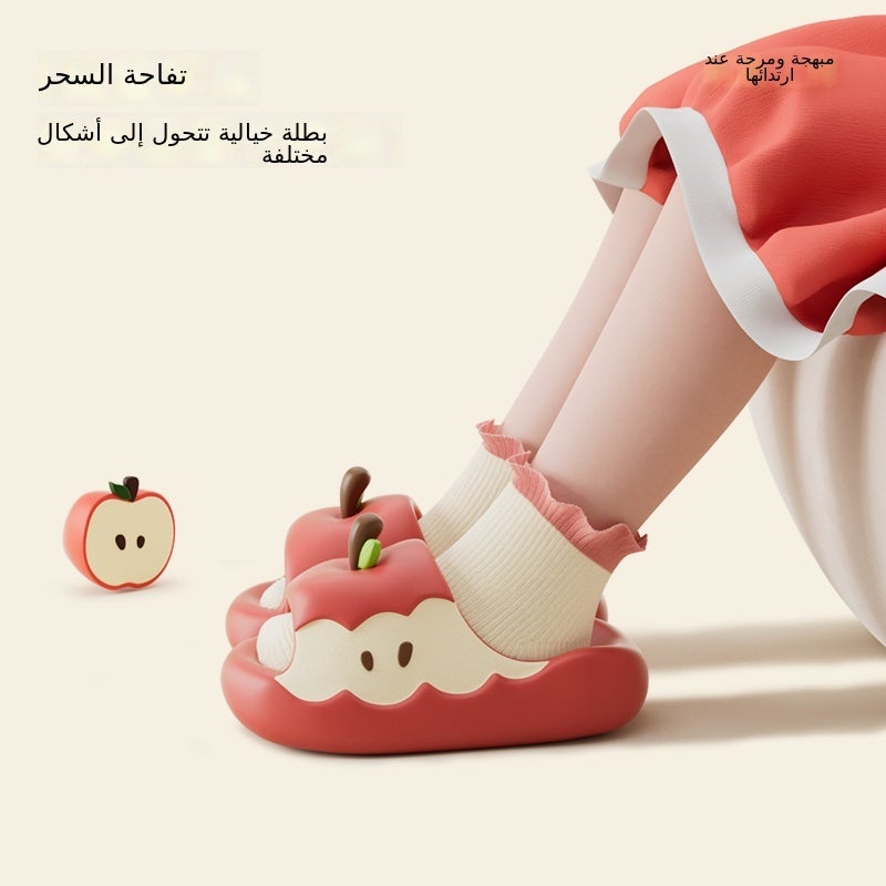 Beikean Pink Apple Kids Slippers, Non-Slip Bathroom Slides for Children, Cartoon Fruit Shape, Beach Sandals for Boys and Girls - Image 3