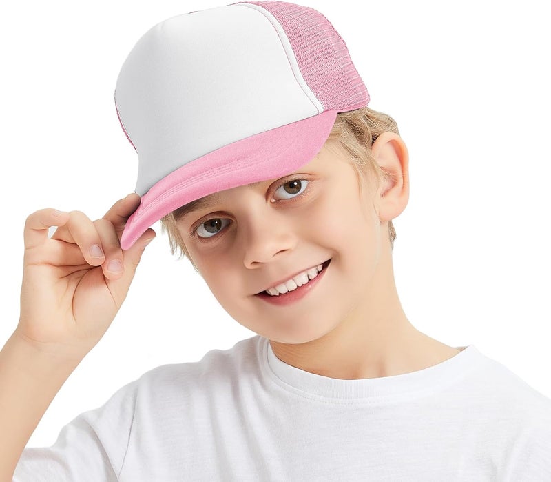 TopTie Kids 5 Panel Trucker Cap Mesh Snapback Hat Foam Front for Boys Girls Aged 3-7 Years Old - Image 1