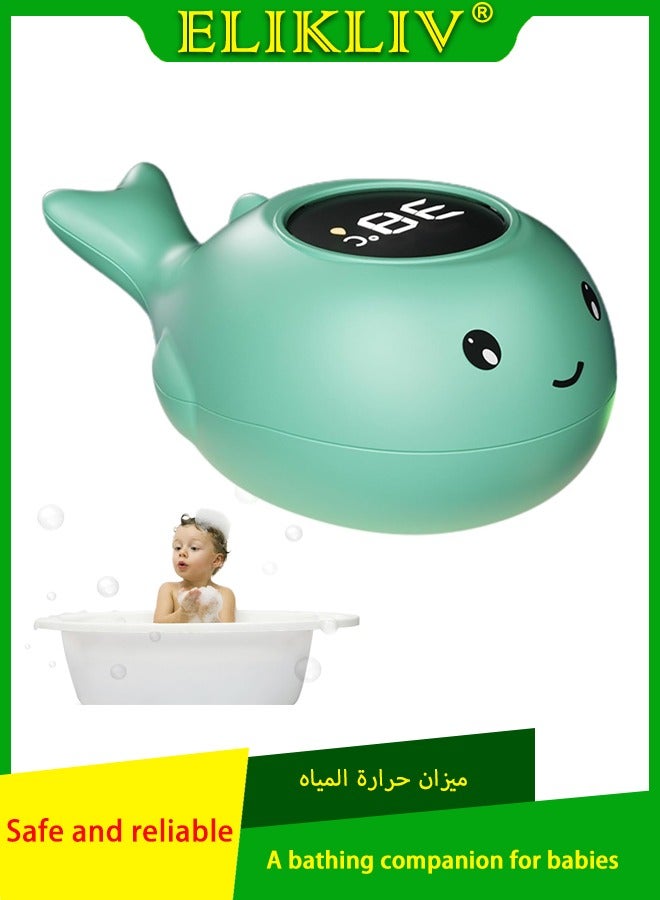 ELIKLIV 【Cute Whale】Intelligent temperature control LED bath thermometer, one-key accurate temperature display, parent-child interaction, baby bathing companion, bathtub thermometer baby, baby bath water thermometer, toy baby safety water thermometer, digital thermometer that accurately measures bath temperature, temperature flashing warning - Image 1