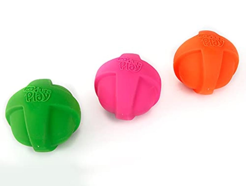 Hartz DuraPlay Ball Squeaky Latex Dog Toy, Neon Green, Neon Pink & Neon Orange, Large 3 Count Pack - Image 1