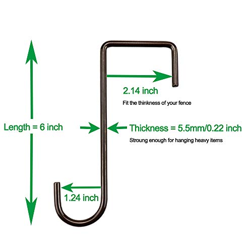 HiGift 8 Pack Vinly Fence Hooks, 2 x 6 inch Patio Brown Powder Coated Steel Fence Hangers for Hanging Plants, Planters, Bird Feeders, Lights - Image 2