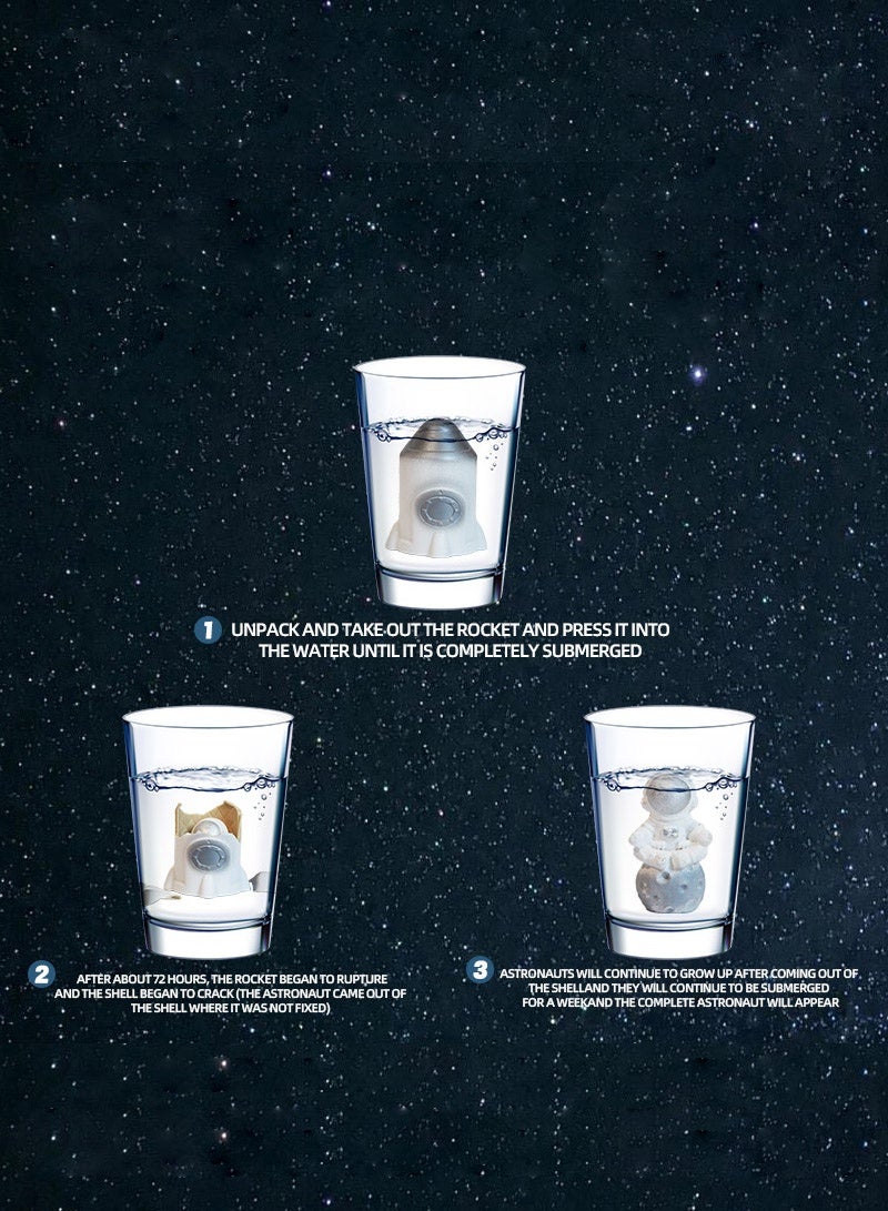 Soak in water, hatch eggs, astronaut rocket, soak in water, blind box, children's exploration, astronaut, soak in water, become bigger toy - Image 3