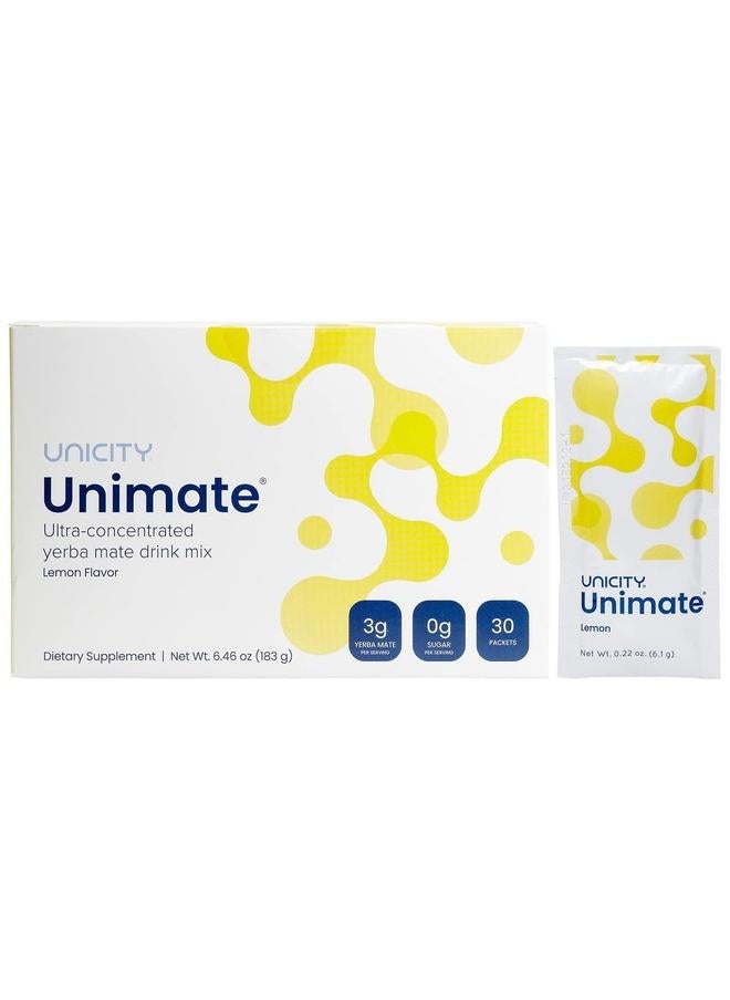 Unicity Unimate Lemon- Ultra Concentrated Yerba Mate Drink Mix-30 Packets