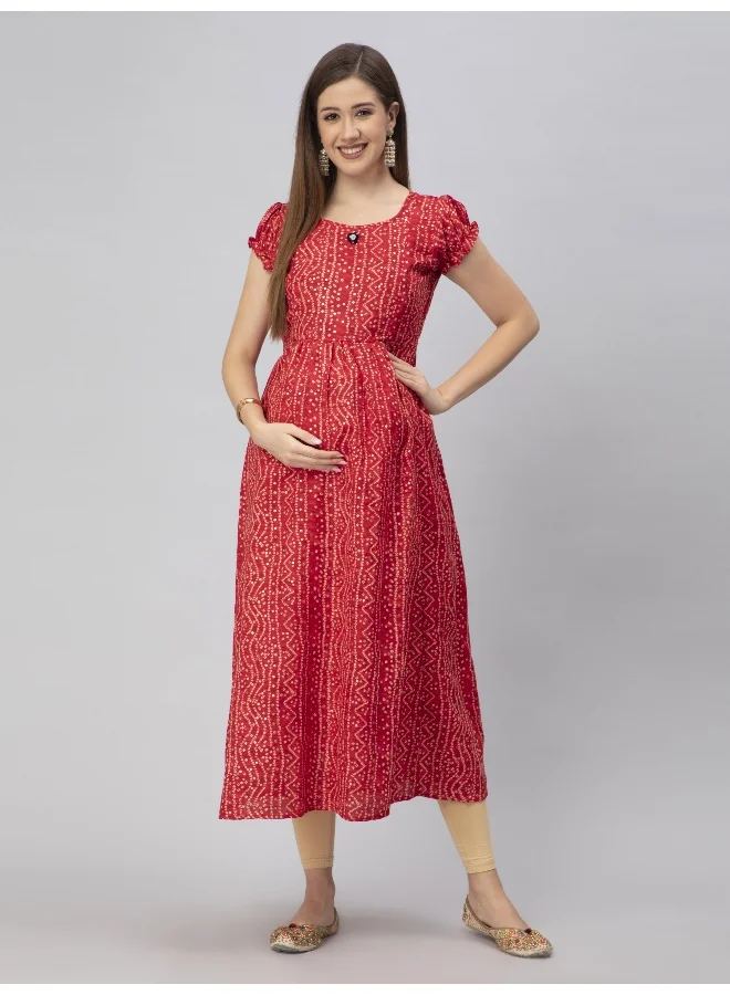CEE 18 Women's Cotton Rayon A-Line Maternity Feeding Kurti with Zippers