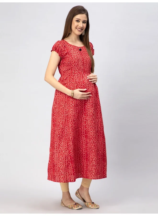 CEE 18 Women's Cotton Rayon A-Line Maternity Feeding Kurti with Zippers