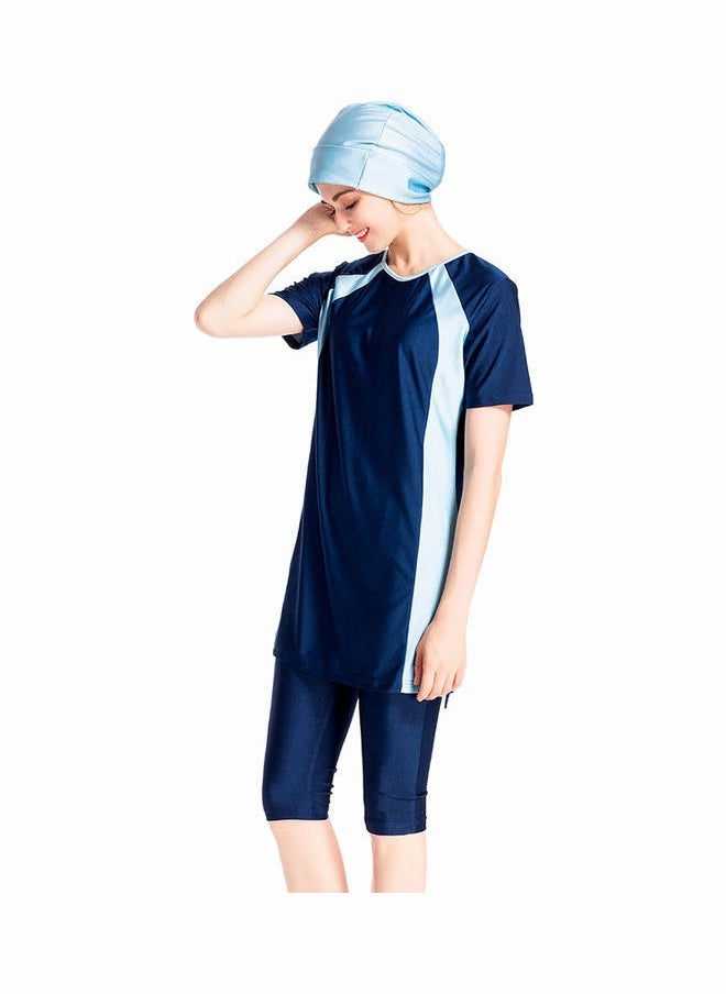 Joychic - Short Sleeve 3-Piece Contrast Swimwear Set With Cap - Image 1