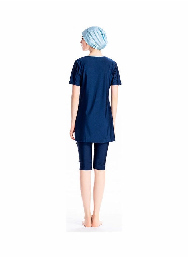 Joychic - Short Sleeve 3-Piece Contrast Swimwear Set With Cap - Image 1
