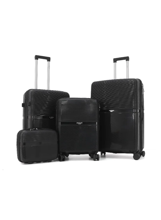 امريكان فلاير AMERICAN FLYER 4 Piece Luggage Set, Lightweight PP Hardside Suitcase Set with TSA Lock, 8 Spinner Wheels, 28 Inch, 24 Inch, 20 Inch & Beauty Case