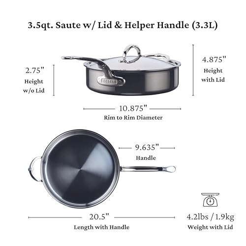 Hestan - NanoBond Collection - Titanium Stainless Steel 3.5-Quart Sauté Pan with Lid - Toxin, PFAS, & Chemical Free Clean Cookware, Induction Cooktop Compatible - Image 2