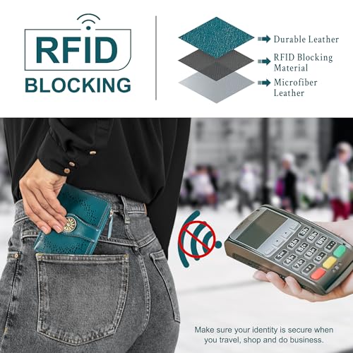 Tipmile محفظة صغيرة للنساء من تيبمايل، قابلة للطي، مع حماية RFID، حاملة بطاقات جلدية مع جيب بسحاب للنقود - Image 3