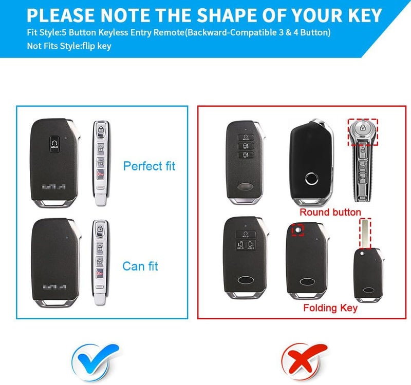 QBUC for Kia Key Fob Cover with Keychain,Car Key Case Shell Protection Fit for Kia K5 Forte Sportage Soul Seltos Telluride Sorento - Image 2