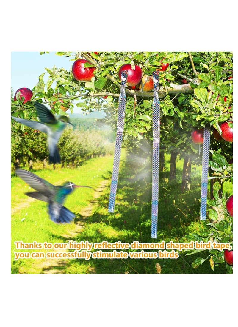 شريطان من شريط طرد الطيور، شريط طرد الطيور، شريط رادع هولوجرافي مزدوج الجوانب لطرد الطيور للحديقة، المزرعة، البستان (80م × 2.4سم) - Image 4