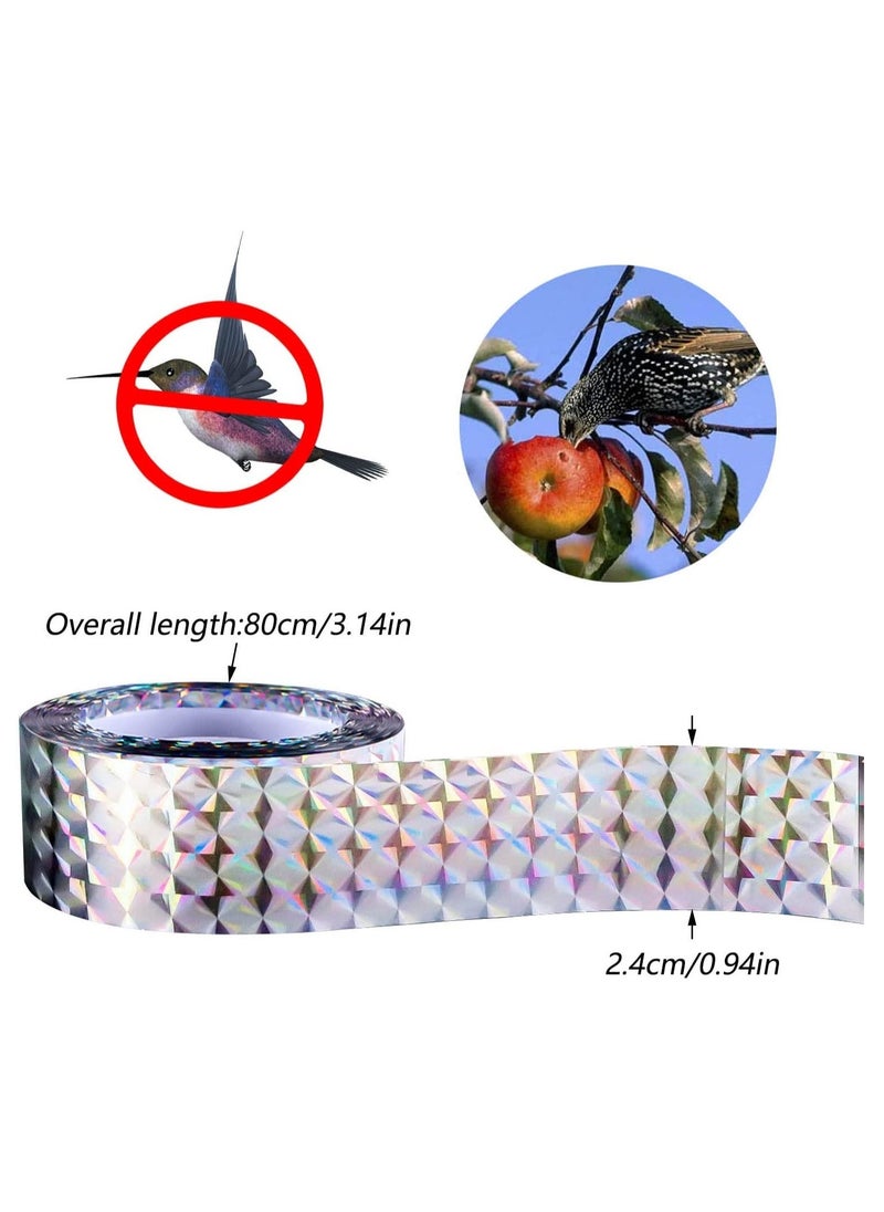شريطان من شريط طرد الطيور، شريط طرد الطيور، شريط رادع هولوجرافي مزدوج الجوانب لطرد الطيور للحديقة، المزرعة، البستان (80م × 2.4سم) - Image 2