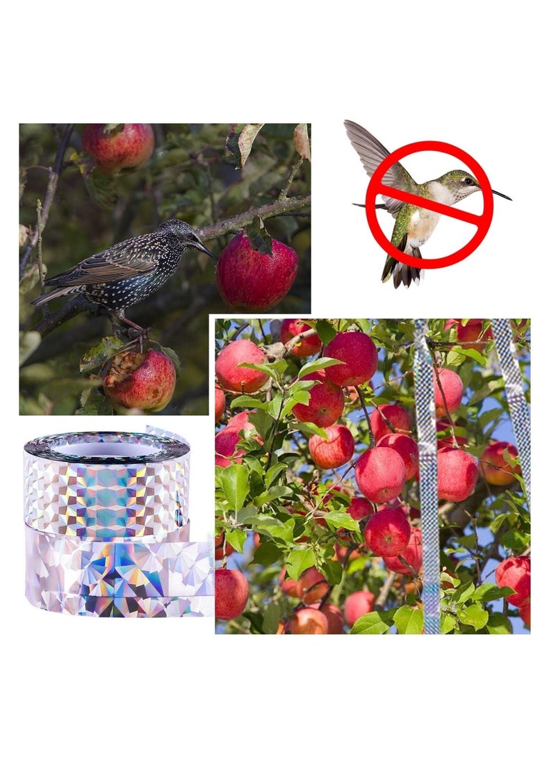 شريطان من شريط طرد الطيور، شريط طرد الطيور، شريط رادع هولوجرافي مزدوج الجوانب لطرد الطيور للحديقة، المزرعة، البستان (80م × 2.4سم) - Image 3