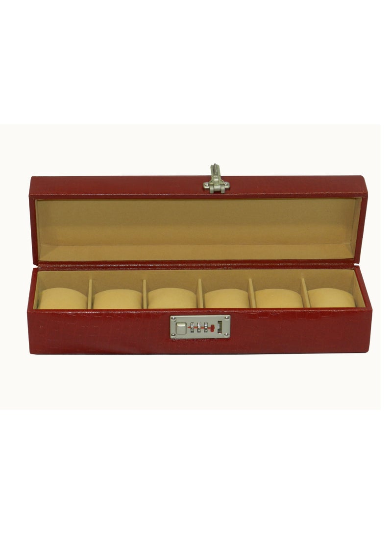 LAVERI LEATHER Laveri Watch Box for Men Women (06 Slots), Premium  Leather Watch Case  Organizer with Removable Pillow - Image 1