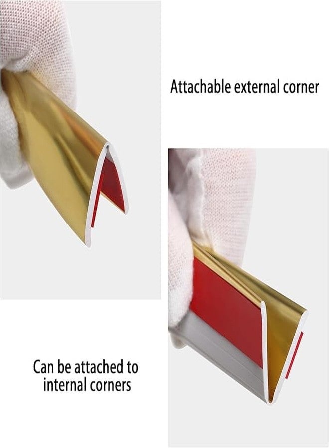 SGABANI Peel and Stick Multifunctional Molding,Wall Trim & Corner Guards & Caulk Strip Baseboard for Floor, Table and Door Frame Shiny Gold (Pack.of 3) - Image 5