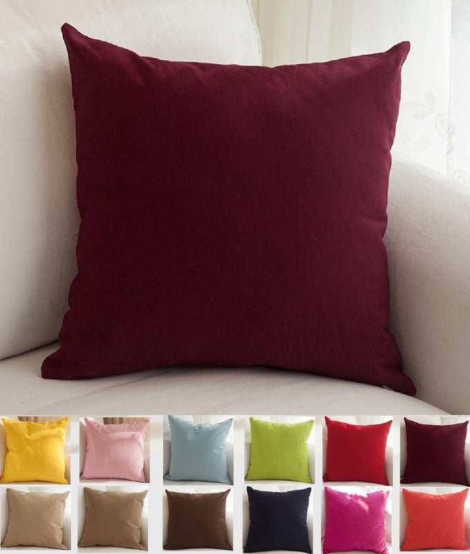 COTTON SOLID THROW PILLOW COVERS 18 X 18 WINE 1 COUNT PACK OF 1