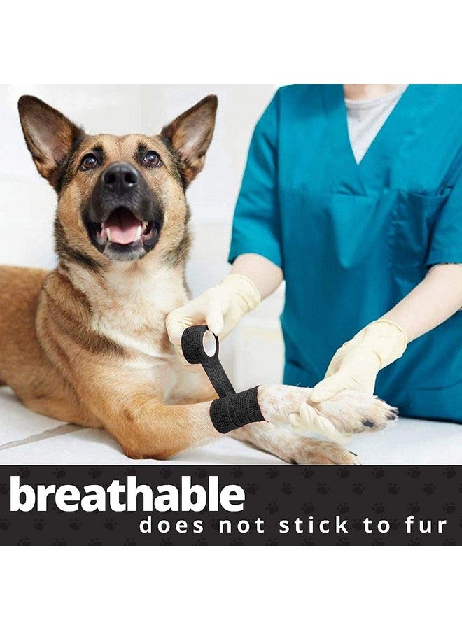 MEDca Vet Wrap - (Pack of 12-2 inch x 5 Yard Rolls) Self Adherent Wrap Cohesive Compression Bandage and Medical Gauze Bandage Roll Tape for Dogs, Cats, Horses, Black - Image 2