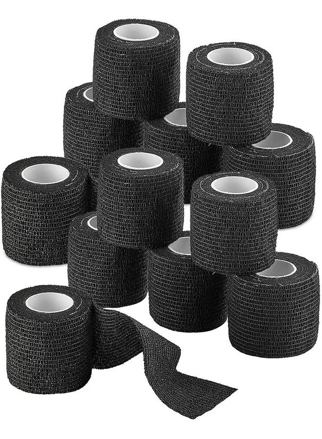 MEDca Vet Wrap - (Pack of 12-2 inch x 5 Yard Rolls) Self Adherent Wrap Cohesive Compression Bandage and Medical Gauze Bandage Roll Tape for Dogs, Cats, Horses, Black - Image 1