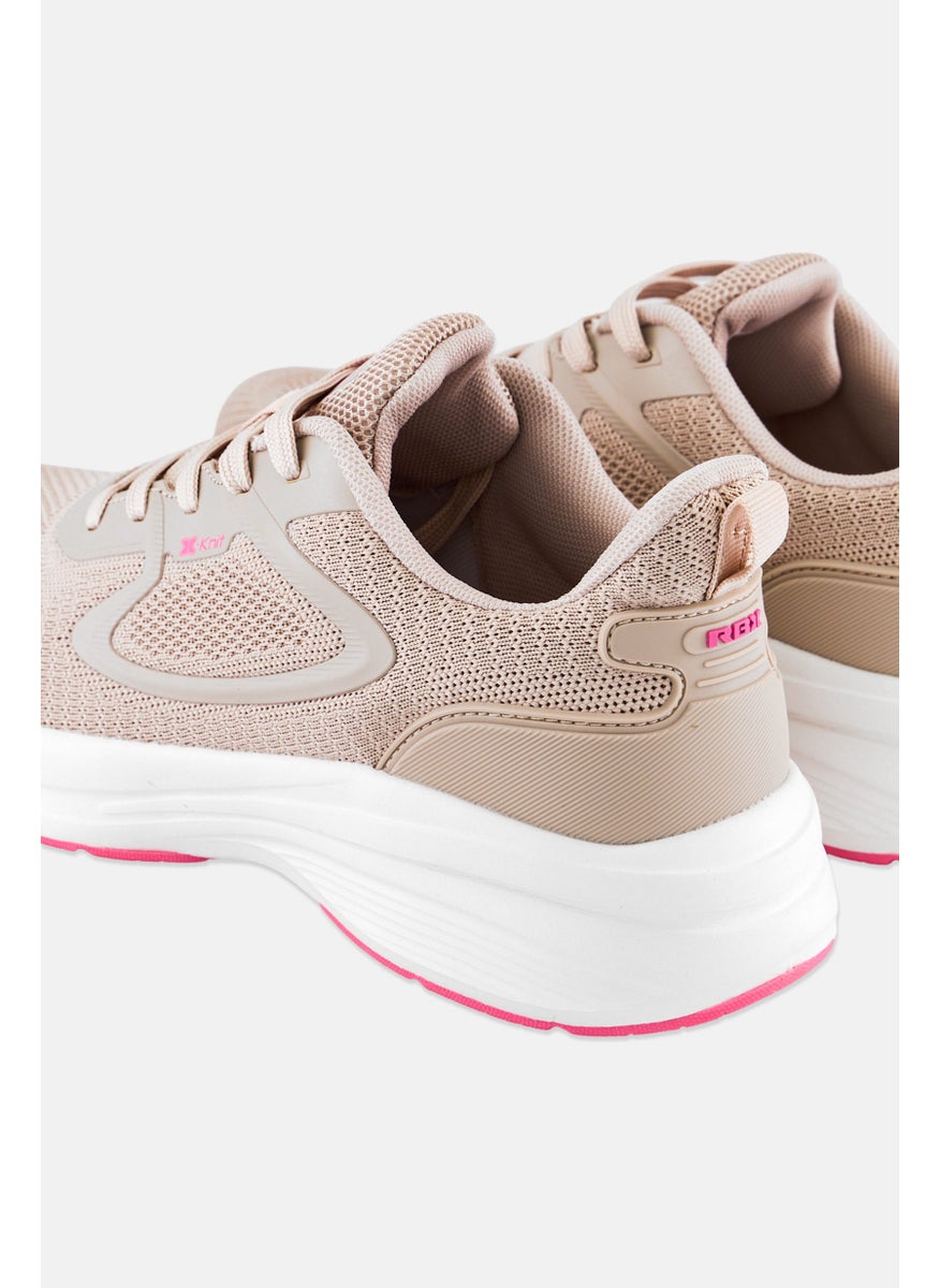 RBX Women Knitted Lace Up Hiking Shoes, Pastel Tan  - Image 2