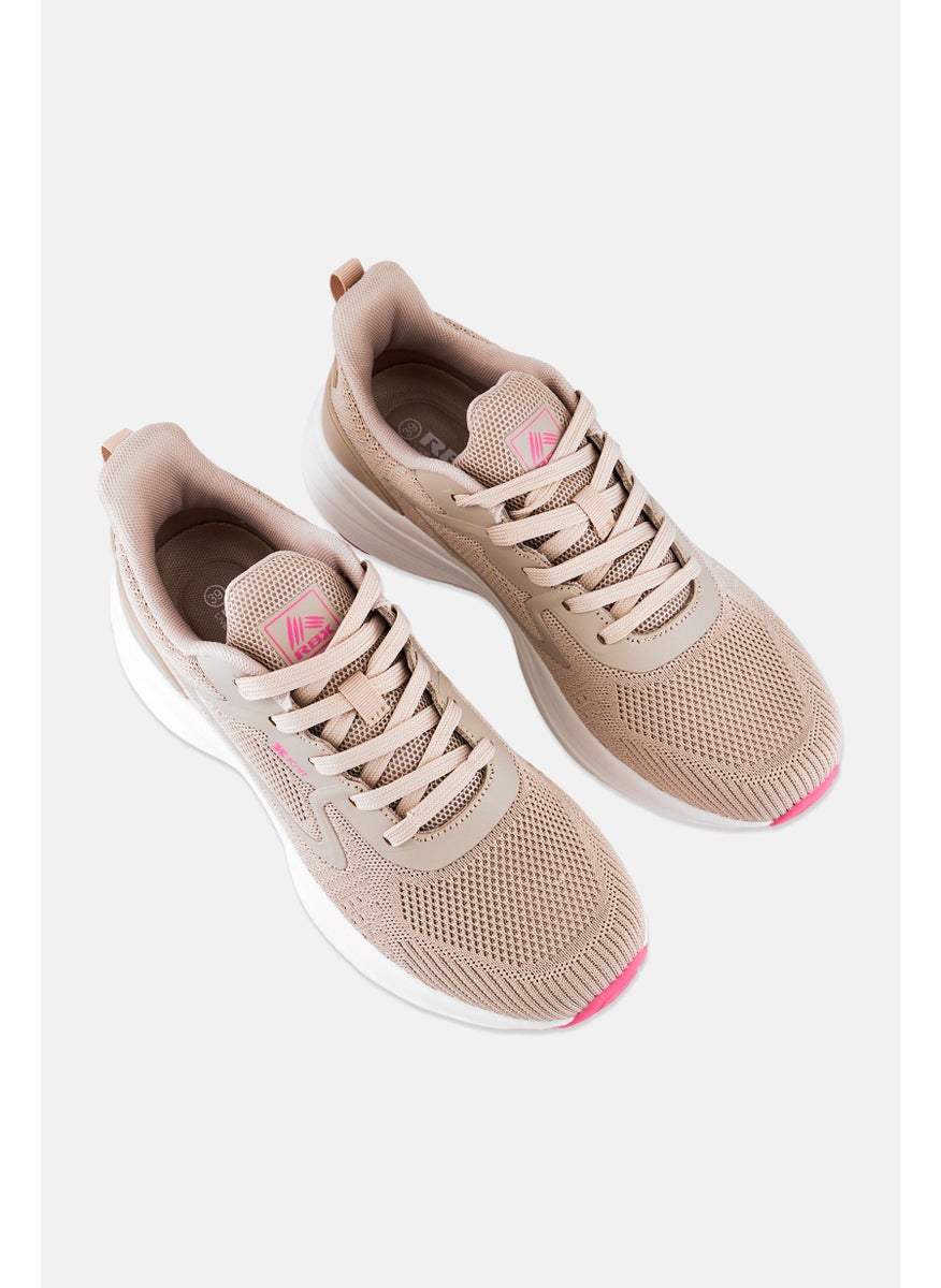 RBX Women Knitted Lace Up Hiking Shoes, Pastel Tan  - Image 4