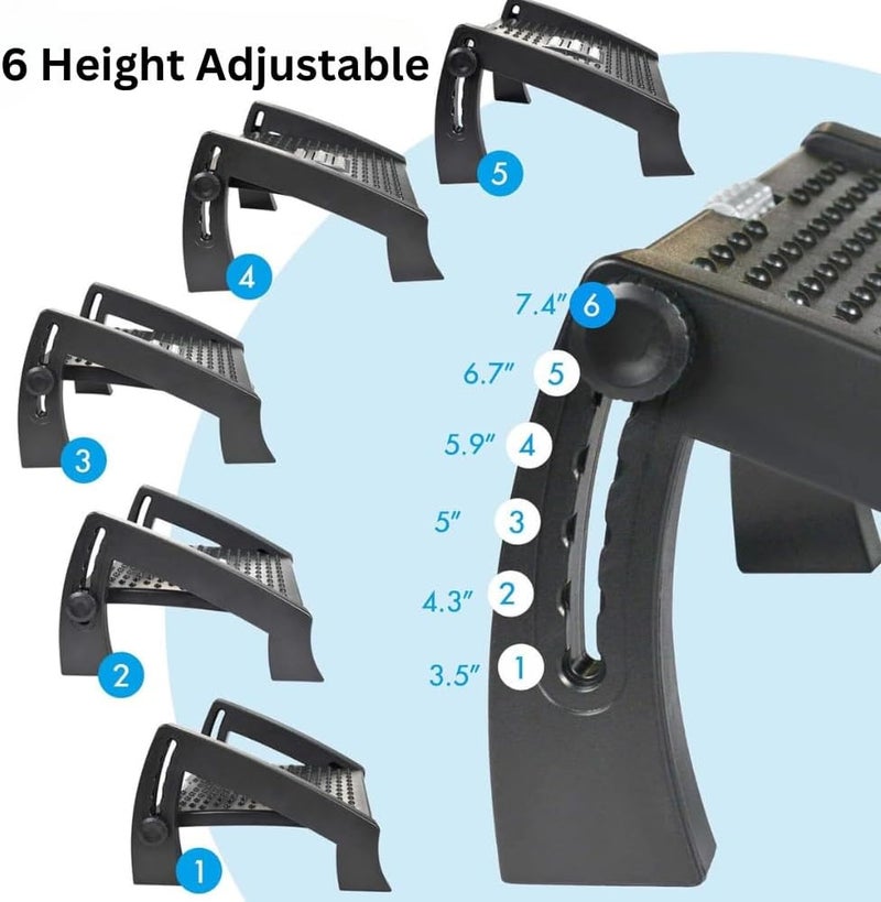 TEGRILO Foot Rest For Under Desk With Massage Adjustable Under Desk Footrest For Home And Office Use Foot Stool Under Desk With 6 Height Position Adjustment (Adjustable Foot Rest) - Image 3