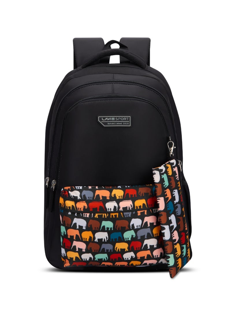 لافي حقيبة ظهر لافي سبورت  لتر توسكر  بوصة متوافقة مع اللابتوب وغطاء مطر وحافظة أقلام أسود - Image 1