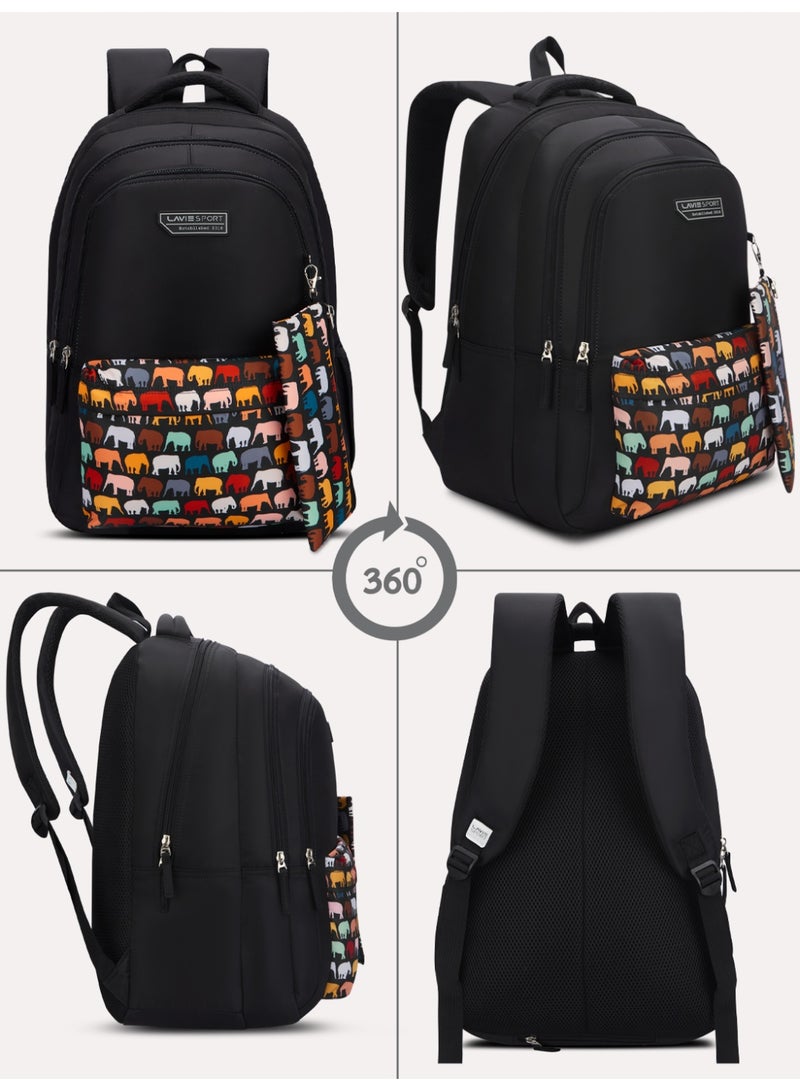 لافي حقيبة ظهر لافي سبورت  لتر توسكر  بوصة متوافقة مع اللابتوب وغطاء مطر وحافظة أقلام أسود - Image 2