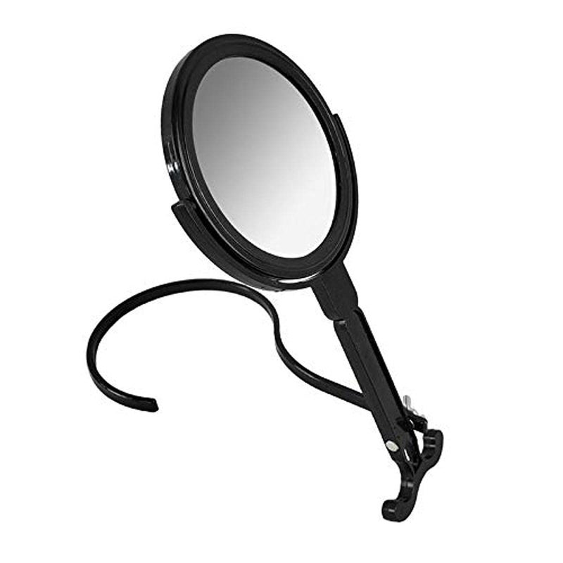 Rucci Round Portable Lightweight 5x1x Magnifying Neck Mirror Piano Black  425 Diameter x 025 x 11H Black