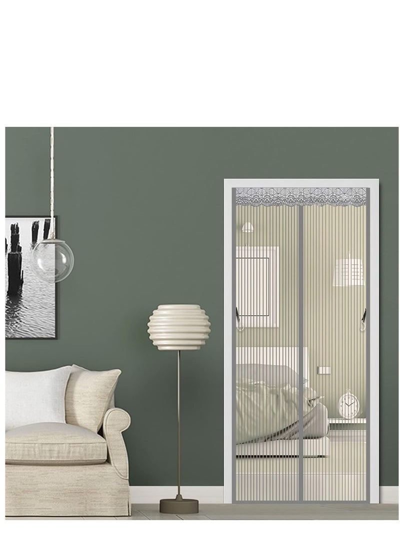 KASTWAVE Magnetic Fly Screen Door 100x200cm(39x79inch) Mesh Fly Curtain - Top-to-Bottom Seal Shuts Automatically - The Magnetic Curtain is Ideal for The Balcony Door Basement Door and Patio Door -Grey - Image 1