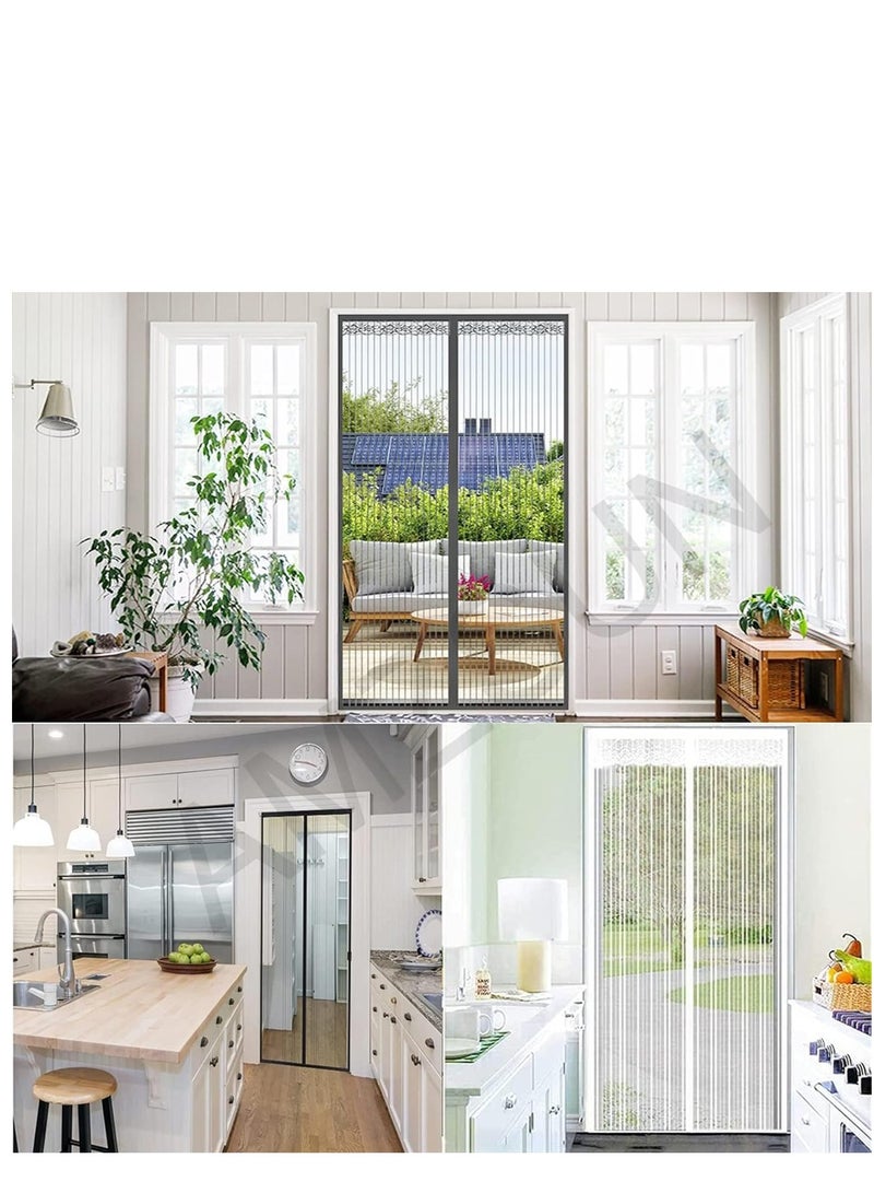 KASTWAVE Magnetic Fly Screen Door 100x200cm(39x79inch) Mesh Fly Curtain - Top-to-Bottom Seal Shuts Automatically - The Magnetic Curtain is Ideal for The Balcony Door Basement Door and Patio Door -Grey - Image 4