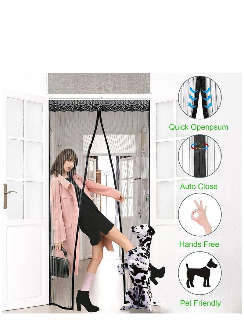 KASTWAVE Magnetic Fly Screen Door 100x200cm(39x79inch) Mesh Fly Curtain - Top-to-Bottom Seal Shuts Automatically - The Magnetic Curtain is Ideal for The Balcony Door Basement Door and Patio Door -Grey - Image 5