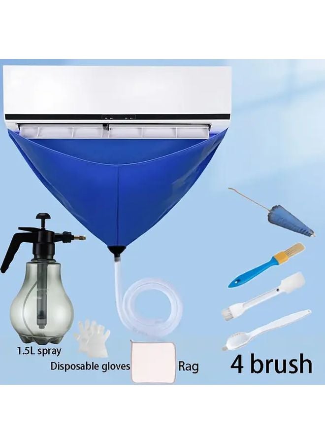 عدة تنظيف مكيف الهواء الجدارية الخضراء بدون الحاجة إلى كهرباء 50 72 أونصة رذاذ 4 فراشٍ خرَق قفازات - Image 2