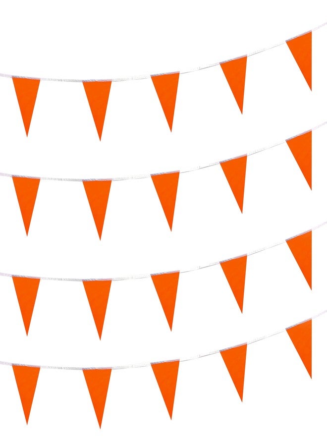 Festiko®Solid Orange Pennant Banner Flags String Triangle Bunting Flags,Decorations for Grand Opening,Birthday Party,Festival Celebration,12 Flags(Orange) - Image 1