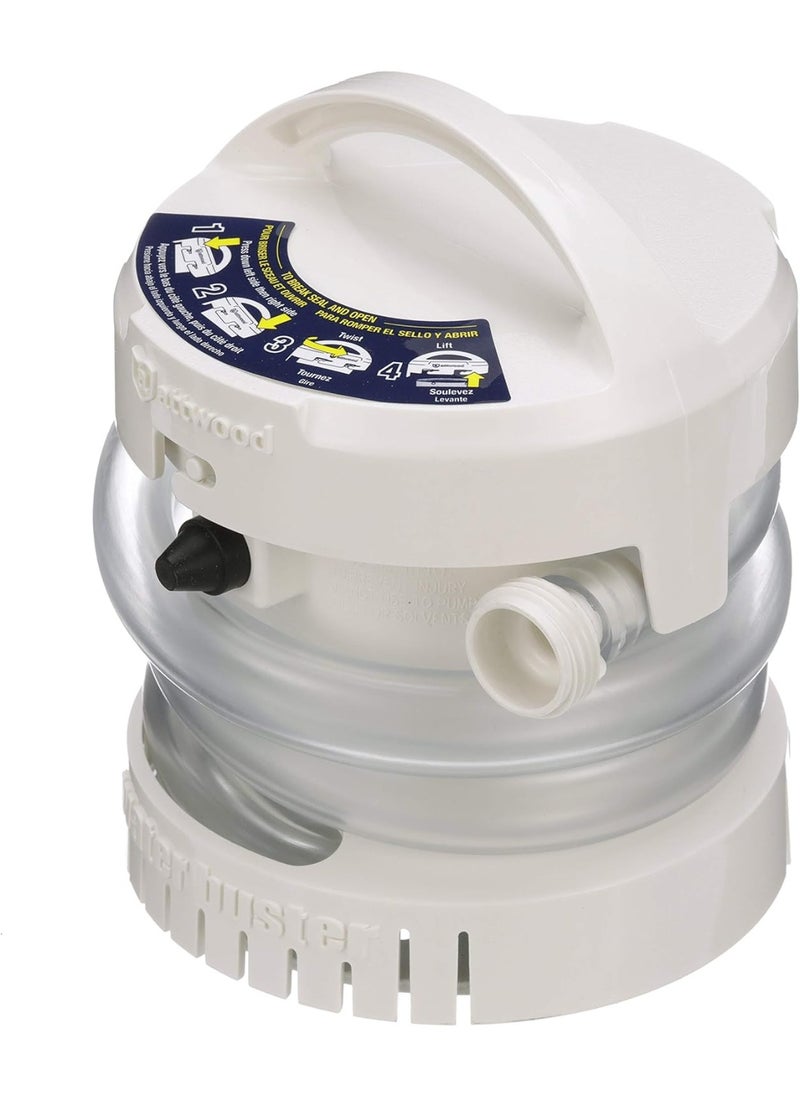 attwood Attwood 4140-4 WaterBuster® Portable Pump, Submersible, Battery Powered, 200 GPH, 42-Inch Hose, 5 ¼-Inch Diameter  - Image 3
