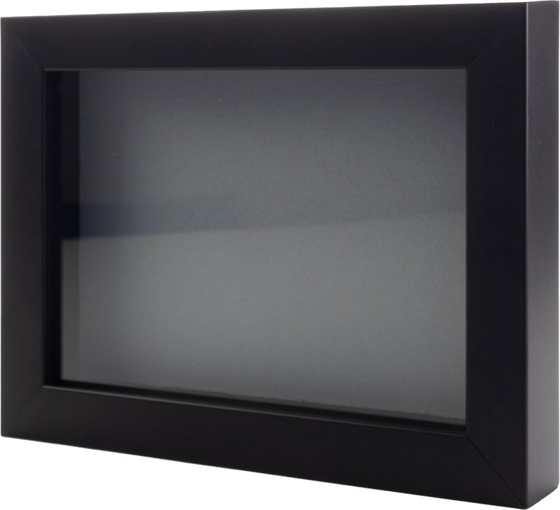 CountryArtHouse Black 16x20 Wood Shadow Box Display Frame with Grey AcidFree Backing UV Acrylic  Hanging Hardware  with 34 Usable Depth  Makes Great T Shirt Display Frame Shadowbox 